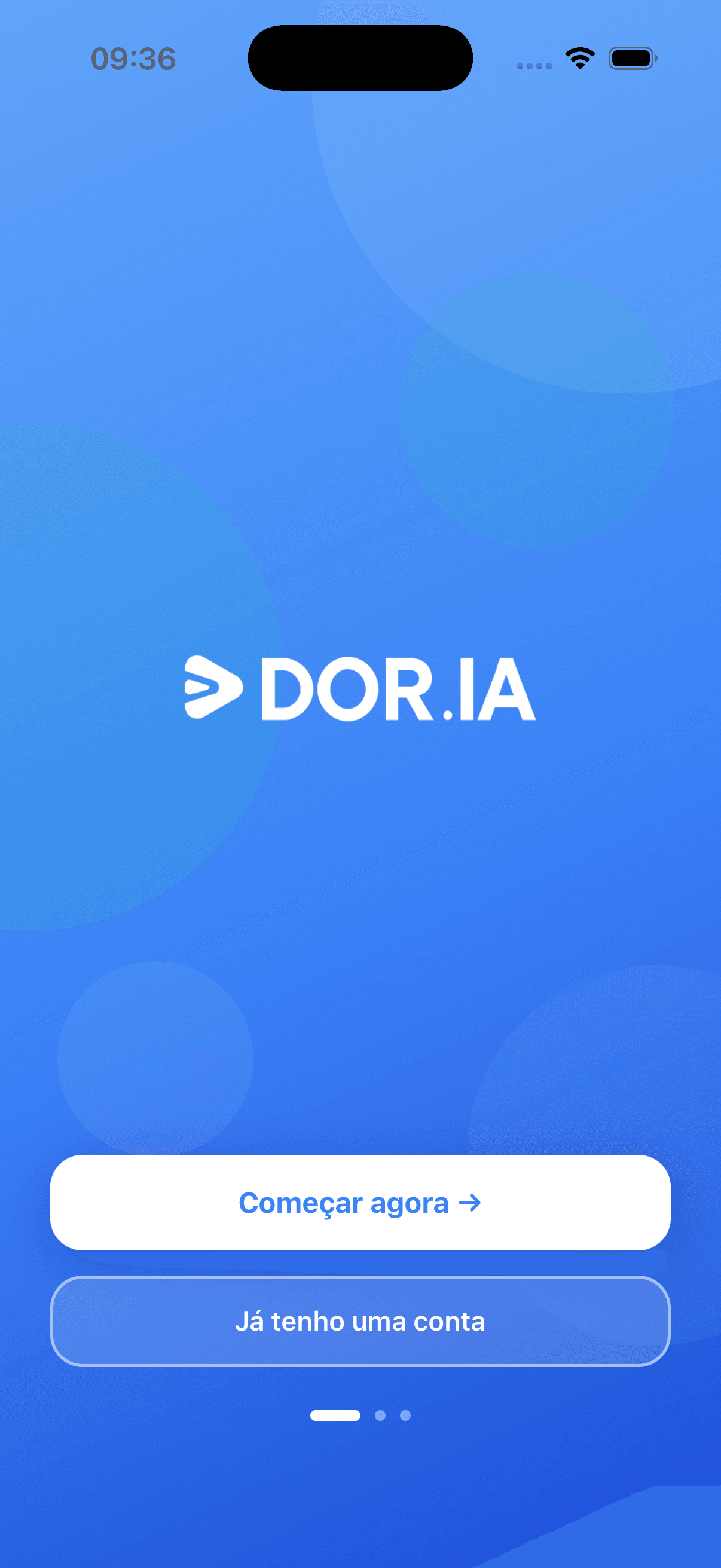 Tela inicial do app DOR.IA